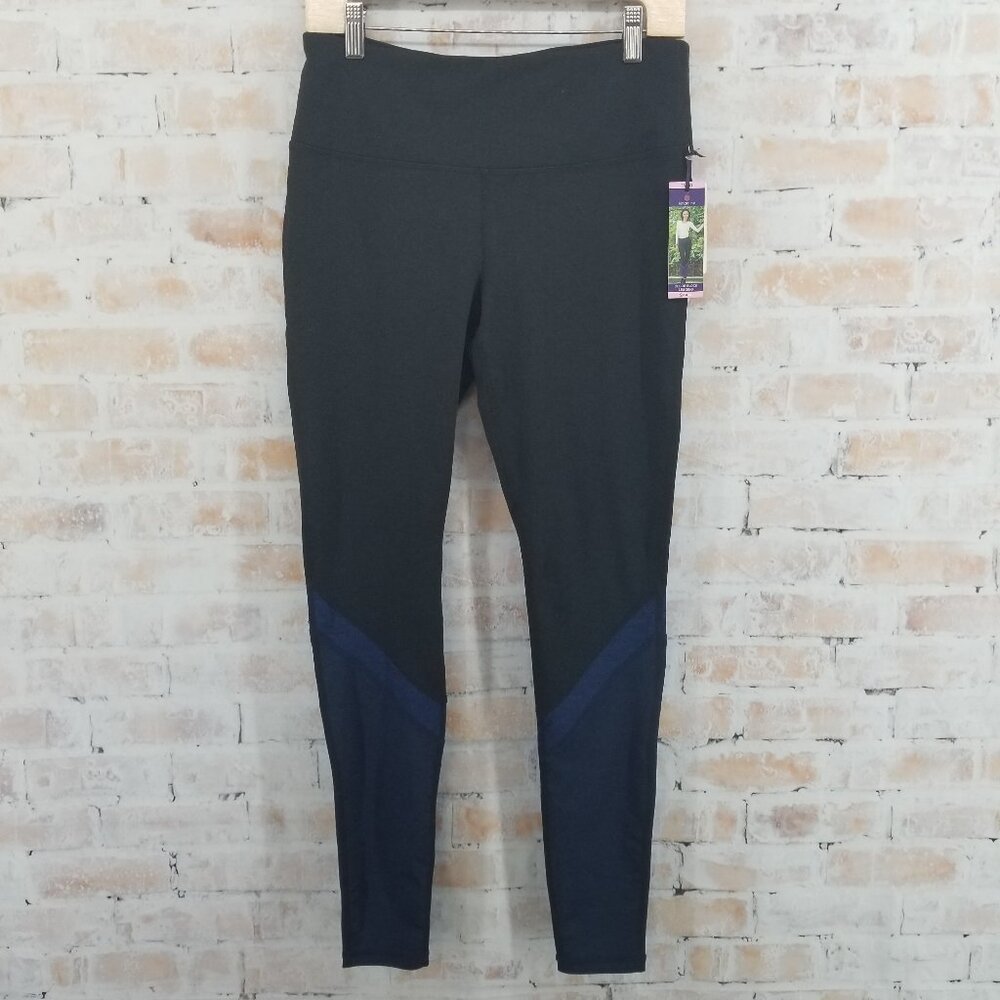 NWT Tangerine Color Block Leggings Heather Black/Blue Women's Small